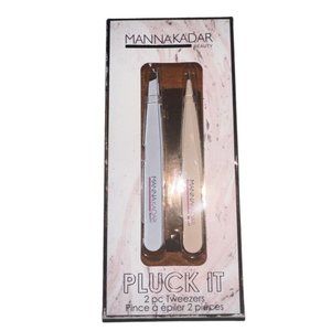 Tweezer Set Mannakadar Pluck It 2-Piece New in Box Pink and White